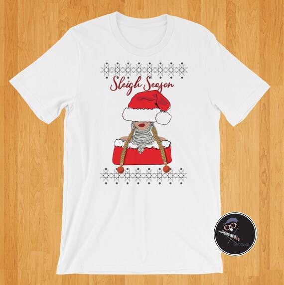 Sleigh Season Ugly Christmas Sweater T-Shirt Bee-Hive Gift , Sexy Xmas Gift Holiday T-shirt For Women, Men, Unisex Funny Christmas T-shirt