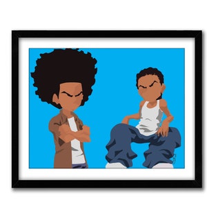 Pôster de impressão de arte Riley e Huey - Impressão de comédia clássica de TV, presente de Natal para irmão, decoração de dormitório de melhor amigo, impressão de arte preta