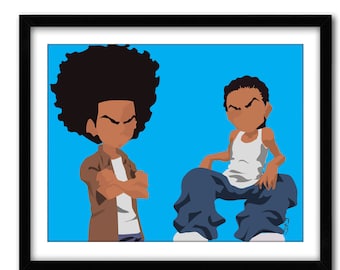 Riley and Huey Art Print Poster- TV Classic Comedy Print , Christmas Holiday Gift for Brother, Best Friend Dorm room Decor, Black Art Print