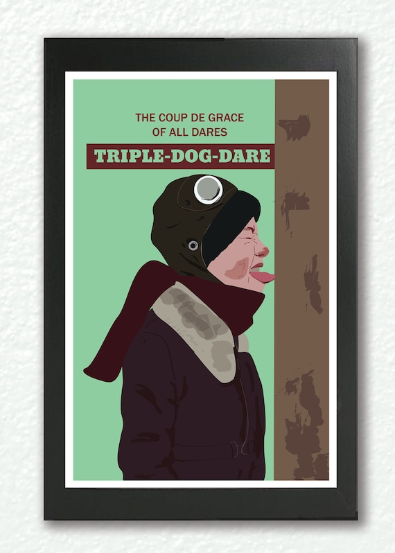 A Christmas Story print, classic movie poster, Triple dog dare, Funny poster print, Retro poster, pop art, Holiday Christmas Decor, Wall Art