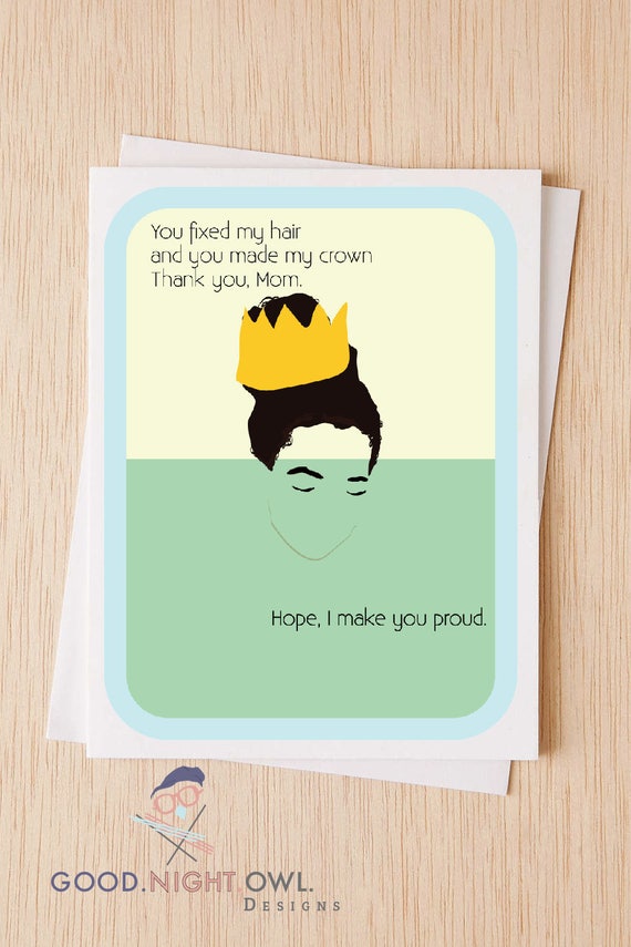 Mother's Day Poem, Happy Mother's Day, Card for Mother's day, You Fixed My Hair and Made My Crown, Card for Mm, Motivational Card - - 80A