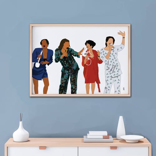 Living Single Art Print Poster- 90's TV  Classic TV Show Print , Christmas Holiday Gift for Sister, Best Friend Home Decor, Black Art Print