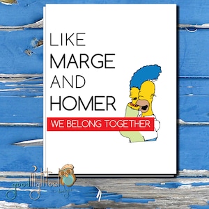 Carte pense à vous, Les Simpson, jolie carte d'anniversaire, carte d'anniversaire de cartes effrontées, carte tu me manques, carte de Saint-Valentin, - 19A