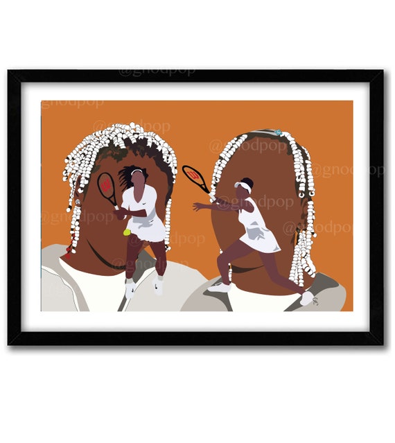 Serena and Venus, African American Art Print, Christmas Gift, Birthday for Sister, Gift for BFF, Feminist Art, Inspirational Print