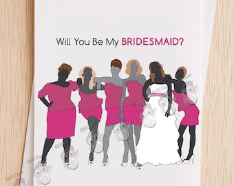 Funny BRIDESMAID card, Will You Be My Bridesmaid, Funny Wedding Card, Funny Bridesmaid Proposal Card, Funny Maid of Honor Card- 88A