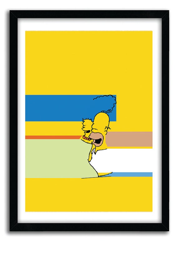 The Simpsons- Classic Love - Marge and Homer Love print, Dorm Room Decor, Back to School Retro art, pop art, office art, modern art, Poster