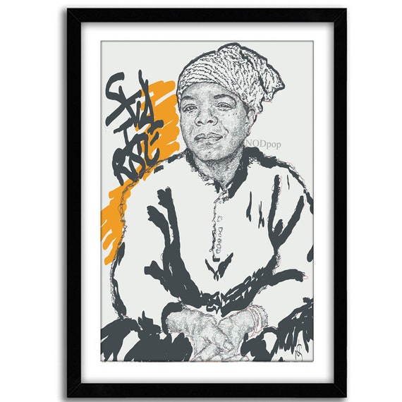 Still I Rise - Maya Angelou - Phenomenal Woman Black Art Print Poster, African American Art, Writer Art, Literary Art for Office Home