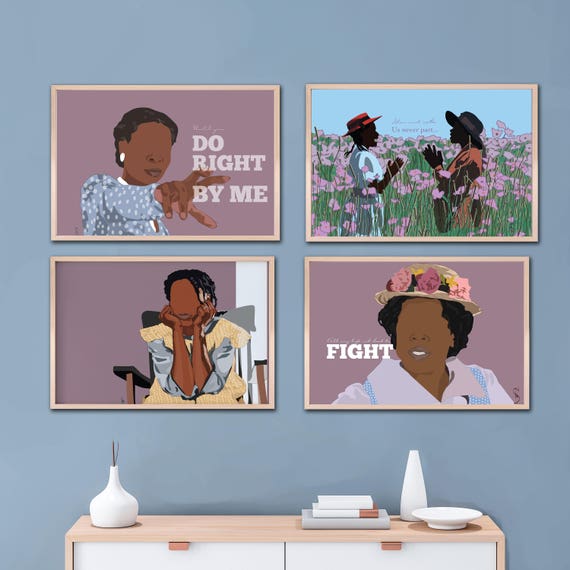 The Color Purple Movie Art Poster 4 Piece Set - Classic Movie Print , Feminist Art Print Poster, All my Life I had to Fight, Until You