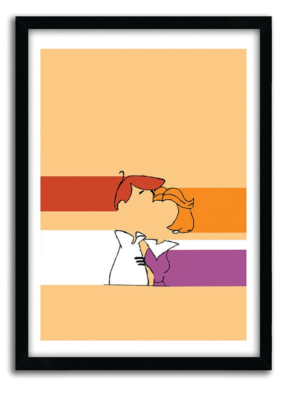 The Jetsons, Minimalist art print, George and Jane, Nursery print, Love print, pop art, office art, modern art, A3 poster