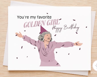 Tarjeta de cumpleaños "Eres mi chica dorada favorita", linda tarjeta de cumpleaños, para mejor amiga, compañera de trabajo y novia.