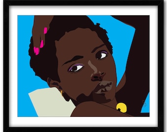 Black Girl In The Sun -African American Art, Black Artwork, Black Art, Black Girl Magic, Gift for Friend Home Office Art, dorm art, Boho Art