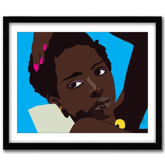 Black Girl In The Sun -African American Art, Black Artwork, Black Art, Black Girl Magic, Gift for Friend Home Office Art, dorm art, Boho Art