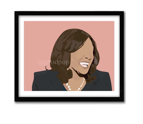 Kamala Harris Art Print Poster- Madame Vice President MVP Birthday Christmas Holiday Gift for Sister, BFF, Home Decor, Black Art