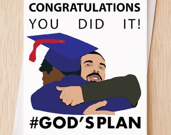 God's Plan Graduation Card, Funny Congratulations Card Graduation High School College - 57A