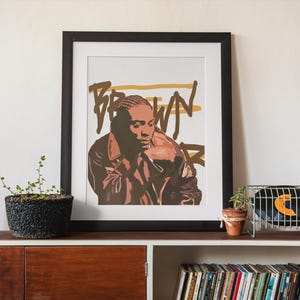 Brown Sugar D'Angelo Art Print Poster- Classic R&B Neo Soul Art, Christmas Holiday Gift, Dorm Decor, Best Friend Home Decor, Black Art Print WHITE WITH WORDS