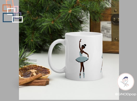 Ballerina Christmas Mug, Ballerina Gift , African American Gift, Gift for Dancer, Holiday Festive Mug, Black Brown Ballerina gift
