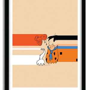 The Flintstones, Minimalist art print, Wilma and Fred Flintsone. Nursery print, pop art, office art, modern art