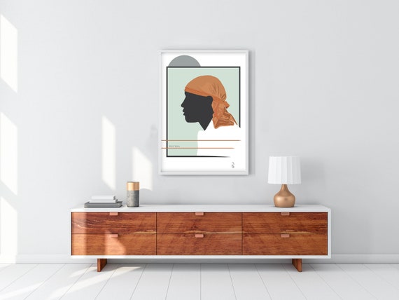 Wavy King - Ode to the Durag 1 -  African American Art Illustration Print Poster - Black Boy Joy Office Home Decor, Black Art Print