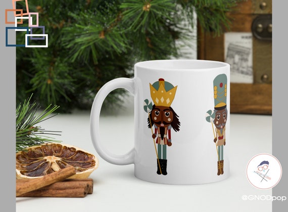 Holiday Coffee Mug Sleigh Season Christmas Coffee Mug, Holiday Mug, Black African American Nutcracker, gift for sister, gift for mom