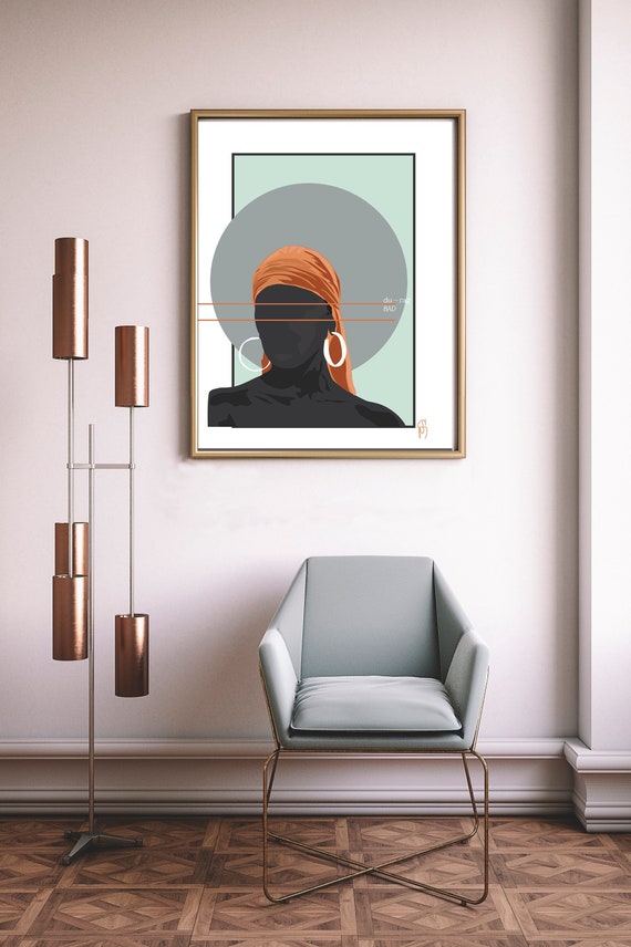 Du-rag Bad -  African American Art Illustration Print Poster -  Black Girl Magic Office Home Decor, Black Art  Gift for Sister best friend