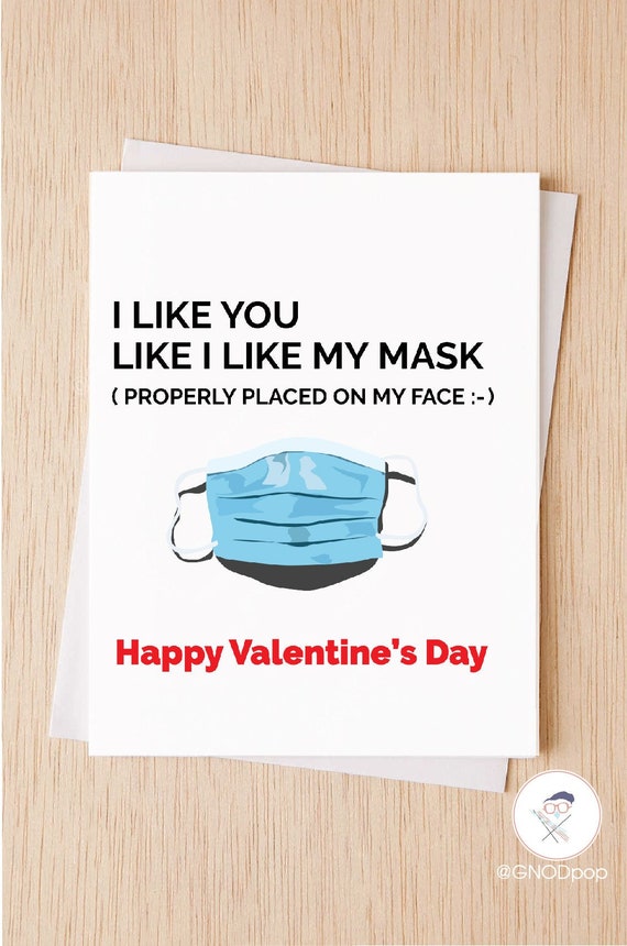 Funny Cheeky Modern Valentines Day Mask Card, I Like You Like I Like My Mask, card for girlfriend, card for boyfriend.