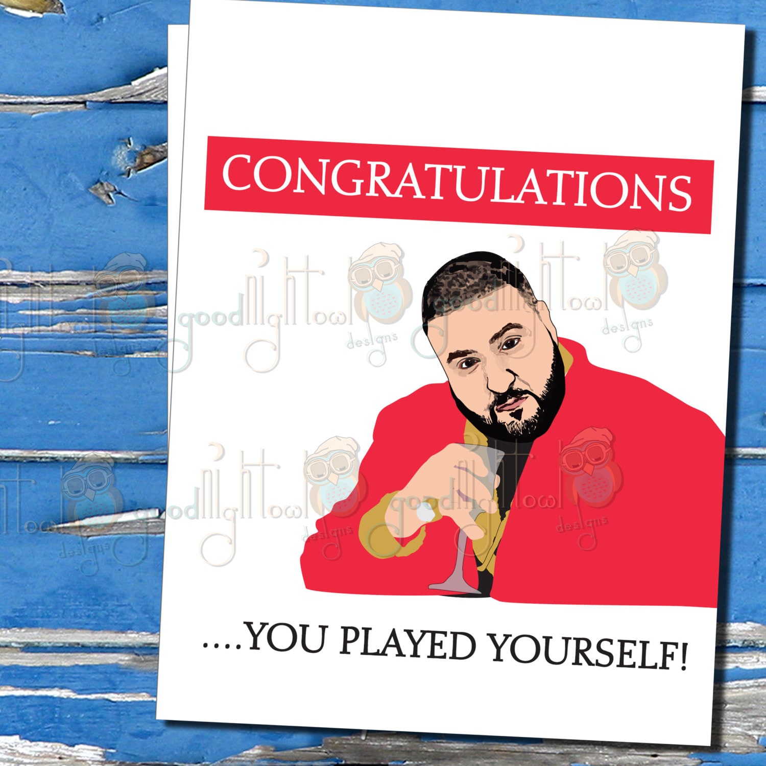 DJ Khaled, Funny Congrats Card, Congratulations you played yourself, cheeky  card, hip hop cards - 91A