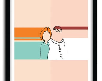 Family Guy Poster - Peter and Lois, College Dorm Room decor, Family Guy Art, Love print, Retro art, pop art, office art, modern art