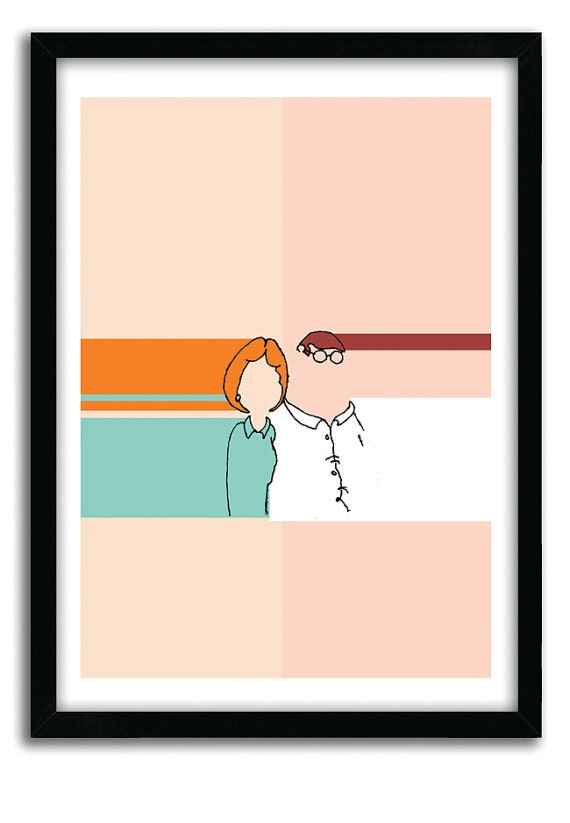 Family Guy Poster - Peter and Lois, College Dorm Room decor, Family Guy Art, Love print, Retro art, pop art, office art, modern art