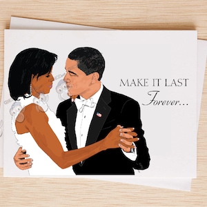 Barack & Michelle Obama Card, Valentijnskaart, verjaardag kaart maken het laatste voor eeuwig, kaart voor vrouw man-33A