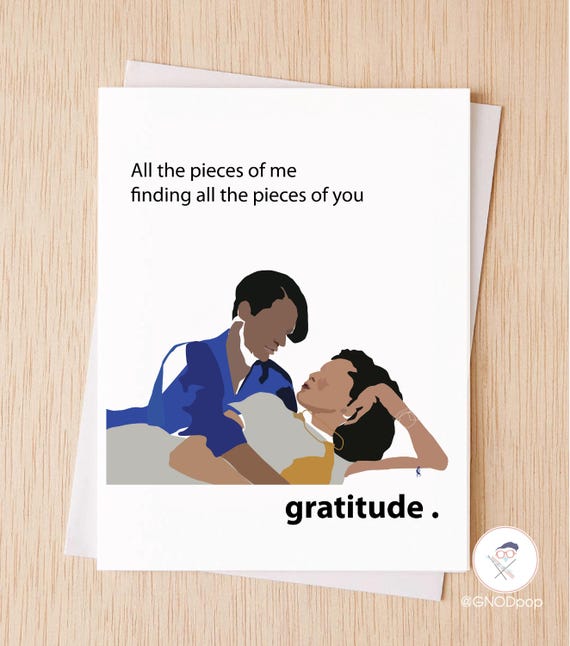 Gratitude - Black Queer Valentines Day Card, All the pieces of me ,Sweet Romantic LGBTQ+ Anniversary Card, Gift for Wife, - 70A