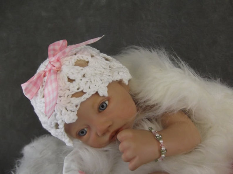 Newborn Baby Hat White Cotton Hatcrochet Baby Hatnewborn Etsy
