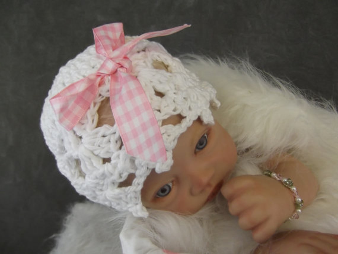 Newborn Baby Hat White Cotton Hatcrochet Baby Hatnewborn Etsy