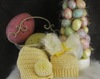 Clothing Sets,Baby Girls,Crochet,Bunny Hat,Diaper Cover, Pale Yellow, Easter,Baby Shower,Spring,Summer,Newborn Photo Prop