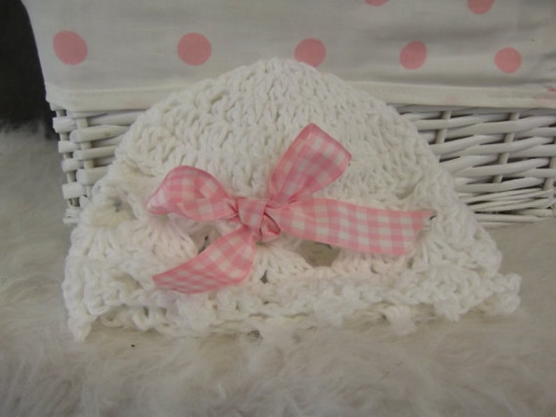 Newborn Baby Hat White Cotton Hatcrochet Baby Hatnewborn Etsy