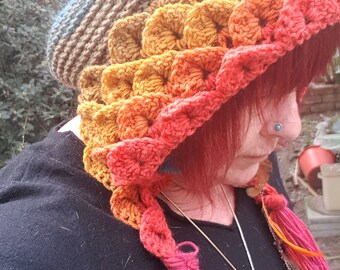 Hand Crochet Slouchy Hood Hat