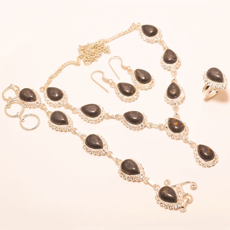 3 Larimar Gemstone Handmade 925 Silver Plated Vintage Jewelry Jewelry Set S
