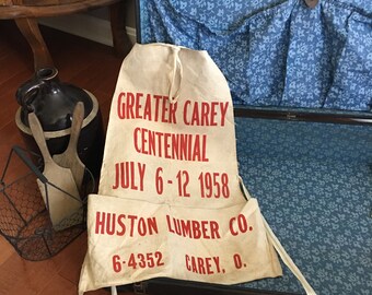 Vintage Canvas Apron - 1950's Apron - Lumber Co Apron - Workshop Apron - Huston Lumber Co