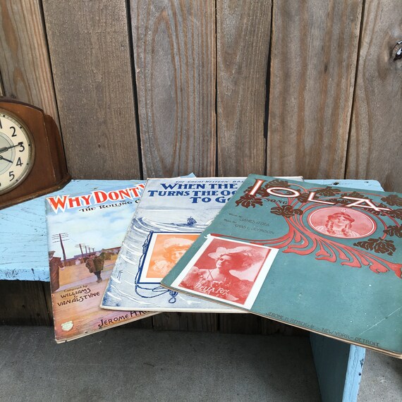 Antique Sheet Music Iola When The Sunset Turns The Ocean S Blue To Gold Why Don T You Try Rolling Chair Song Piano Music