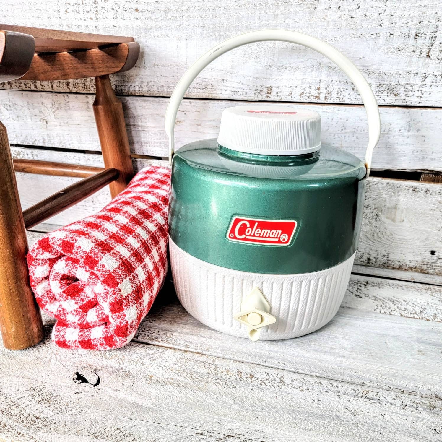 Vintage Coleman 2 Gallon Insulated Water Cooler with Spigot, Water Jug