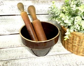 Vintage Set Of Two Wooden Kitchen Mashers - Vintage Primitive Wooden Pestles