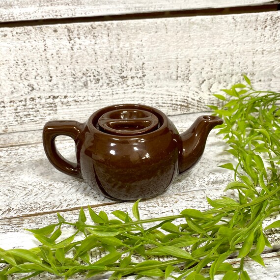 Vintage Brown Teapot Small Brown Pottery Teapot Etsy