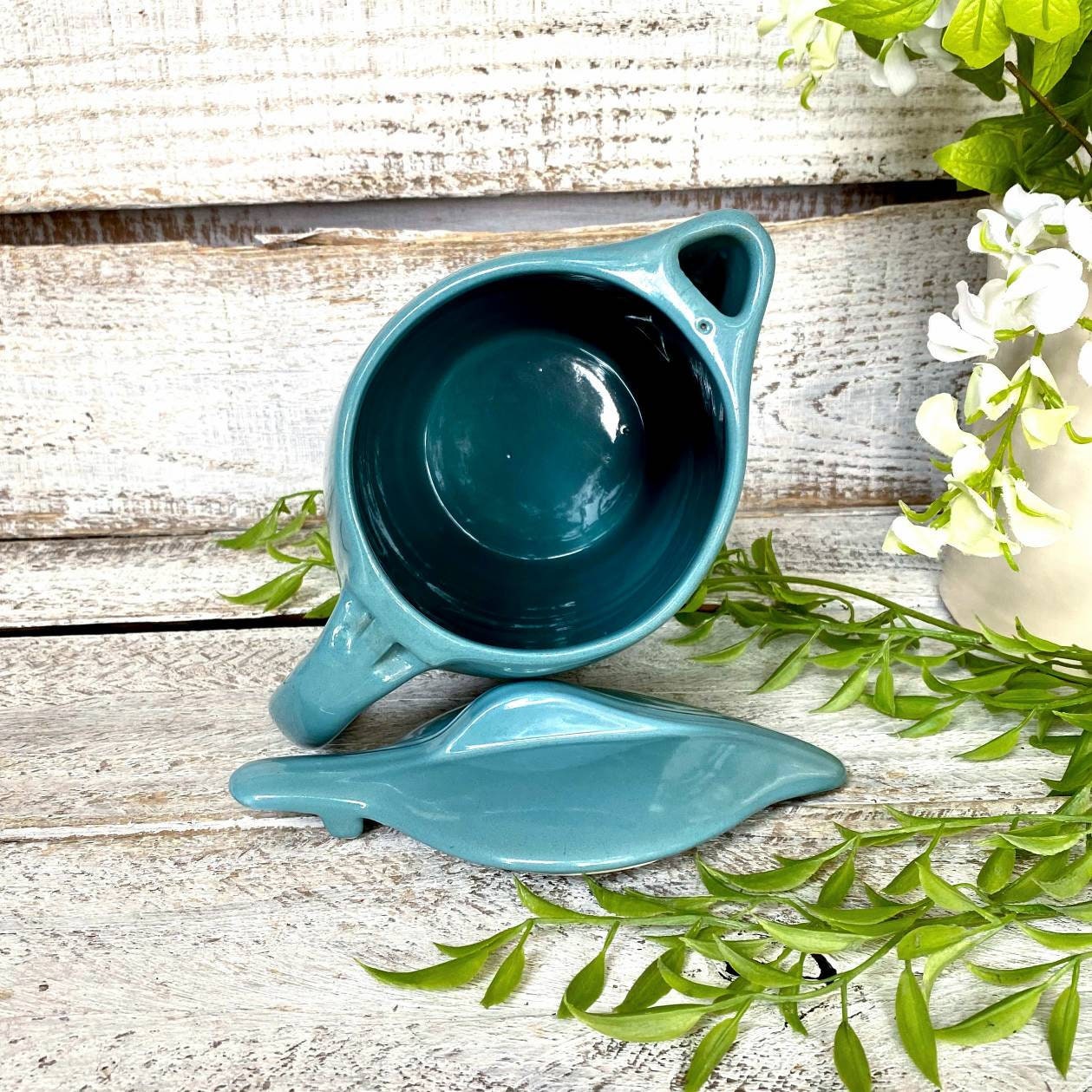 Vintage 1950s Pitcher Teal Ceramic Pitcher with Lid Etsy
