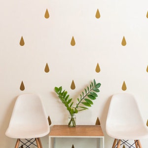 Gold Raindrops Pattern Animals Kids Nursery Removable Wall Decal Sticker MS171VC-Gold image 1