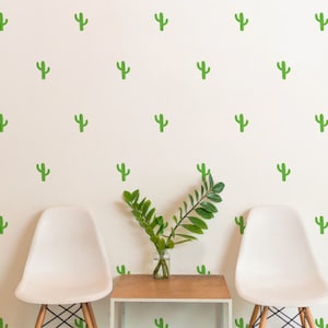 Pattern Green Cactus| Patterns Shapes Animals Kids Nursery Decor | Removable Wall Decal Sticker | MS226VC-Green