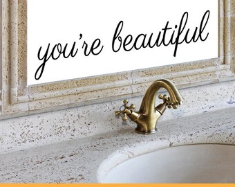 You're Beautiful Mirror Sticker Small Wall Sticker | Removable Wall Decal Sticker | MS0114VC