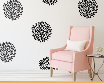 Black Chrysanthemum Spark | Pattern Animals Kids Nursery | Removable Wall Decal Sticker | MS125VC-Black