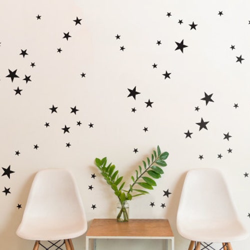 Black Stars Pattern Animals Kids Nursery Removable Wall Etsy