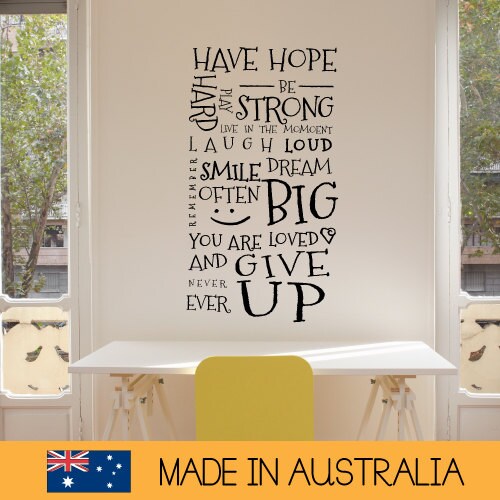 BIBITIME Inspirational Vinyl Wall Decal - 'When The World Says Give Up...' Quote Sticker, 22 X 8 Inches