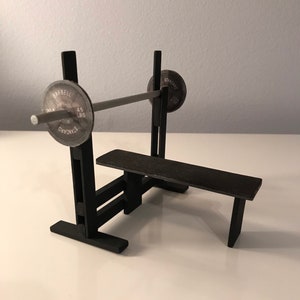 Dollhouse Miniature Exercise Gym Equipment - Bench Press with Barbell 1:12 scale - FREE U.S. SHIPPING