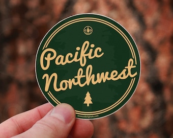 Vintage Pacific Northwest Script Sticker for Water Bottles, Laptops & Outdoor Gear - Retro PNW Vibes
